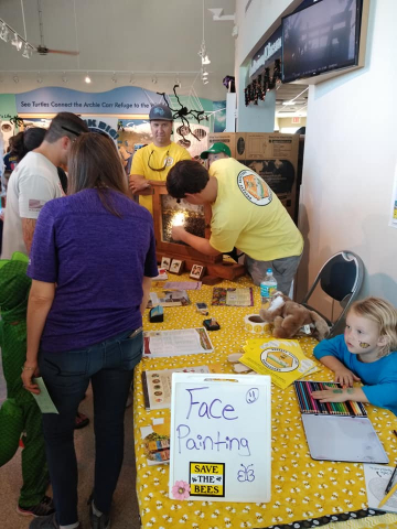 Brevard Backyard Beekeepers are very enthusiastic about sharing our knowledge and expertise.  At Creature Fest, an observation hive is used to show the different stages of the bee life cycle.  If you are lucky, a member will also bring the Queen bee in the observation hive for you to look at.  She is spectacular!